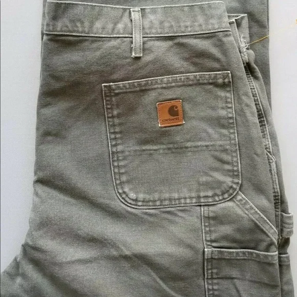 CARHARTT Men Dungaree Cotton Work Jean 36x32Green - Picture 4 of 5